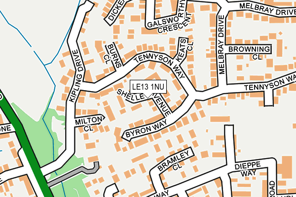 LE13 1NU map - OS OpenMap – Local (Ordnance Survey)