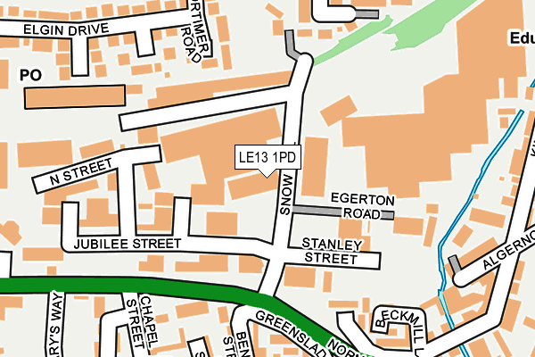 LE13 1PD map - OS OpenMap – Local (Ordnance Survey)