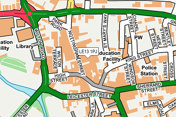 LE13 1PJ map - OS OpenMap – Local (Ordnance Survey)