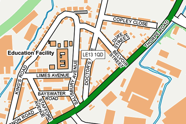 LE13 1QD map - OS OpenMap – Local (Ordnance Survey)