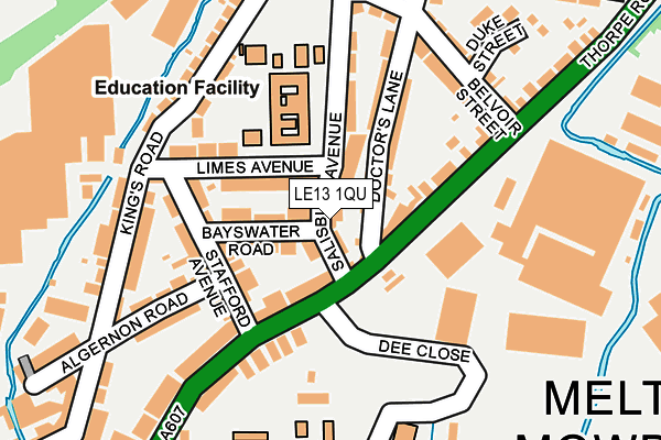 LE13 1QU map - OS OpenMap – Local (Ordnance Survey)