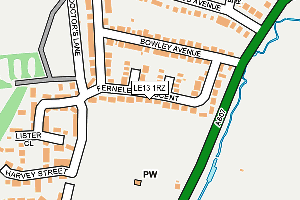 LE13 1RZ map - OS OpenMap – Local (Ordnance Survey)