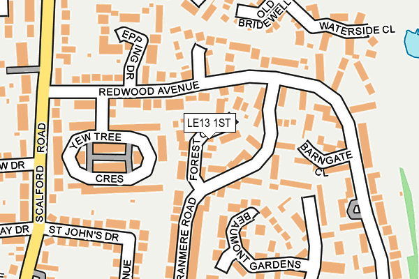 LE13 1ST map - OS OpenMap – Local (Ordnance Survey)