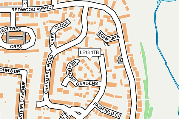 LE13 1TB map - OS OpenMap – Local (Ordnance Survey)