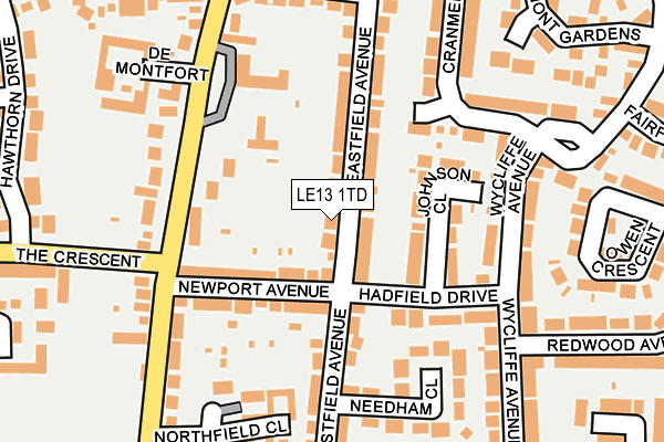 LE13 1TD map - OS OpenMap – Local (Ordnance Survey)