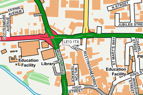 LE13 1TX map - OS OpenMap – Local (Ordnance Survey)