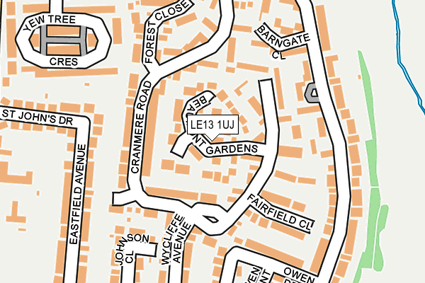 LE13 1UJ map - OS OpenMap – Local (Ordnance Survey)