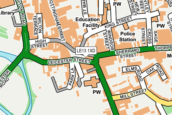 LE13 1XD map - OS OpenMap – Local (Ordnance Survey)