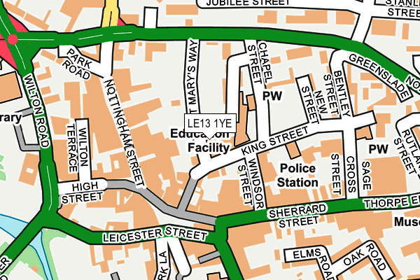 LE13 1YE map - OS OpenMap – Local (Ordnance Survey)