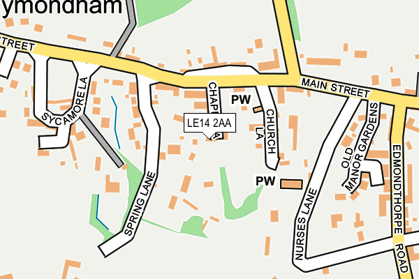 LE14 2AA map - OS OpenMap – Local (Ordnance Survey)