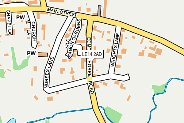 LE14 2AD map - OS OpenMap – Local (Ordnance Survey)
