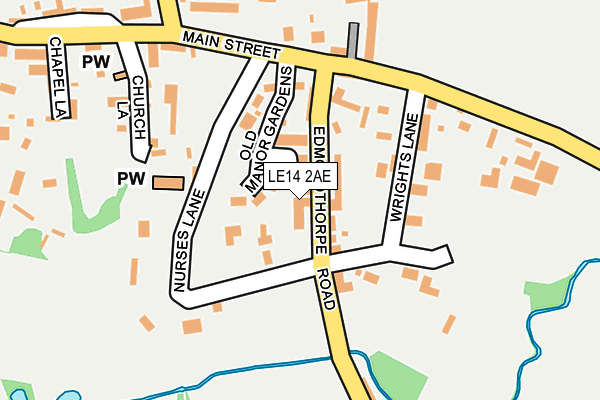 LE14 2AE map - OS OpenMap – Local (Ordnance Survey)
