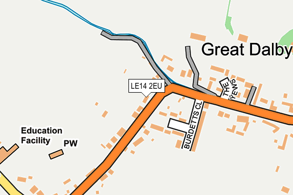 LE14 2EU map - OS OpenMap – Local (Ordnance Survey)