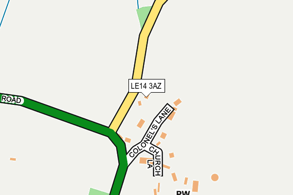 LE14 3AZ map - OS OpenMap – Local (Ordnance Survey)