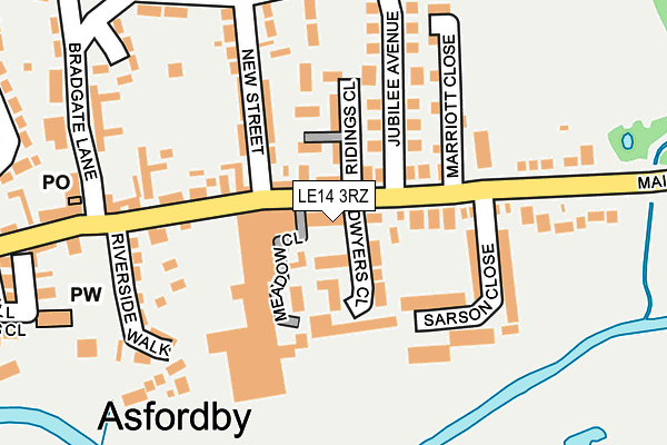 LE14 3RZ map - OS OpenMap – Local (Ordnance Survey)