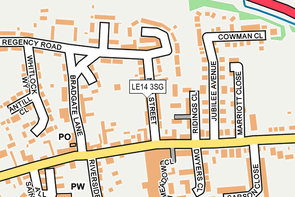 LE14 3SG map - OS OpenMap – Local (Ordnance Survey)