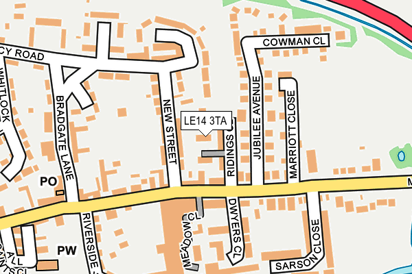 LE14 3TA map - OS OpenMap – Local (Ordnance Survey)