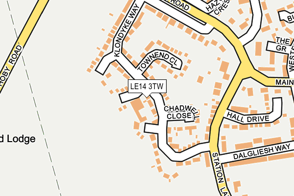 LE14 3TW map - OS OpenMap – Local (Ordnance Survey)