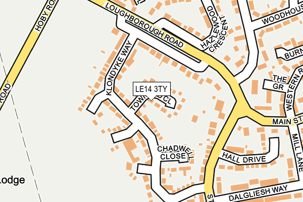 LE14 3TY map - OS OpenMap – Local (Ordnance Survey)