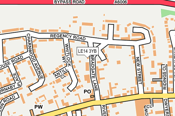 LE14 3YB map - OS OpenMap – Local (Ordnance Survey)