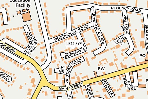 LE14 3YF map - OS OpenMap – Local (Ordnance Survey)