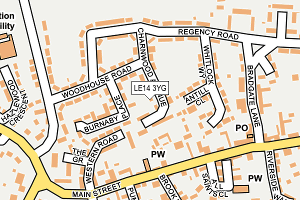 LE14 3YG map - OS OpenMap – Local (Ordnance Survey)