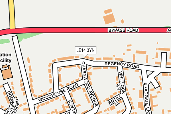 LE14 3YN map - OS OpenMap – Local (Ordnance Survey)