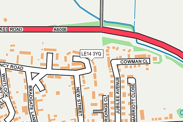 LE14 3YQ map - OS OpenMap – Local (Ordnance Survey)