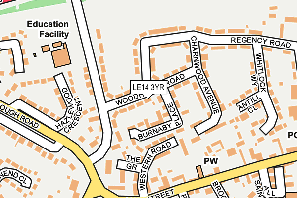 LE14 3YR map - OS OpenMap – Local (Ordnance Survey)