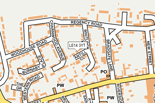 LE14 3YT map - OS OpenMap – Local (Ordnance Survey)