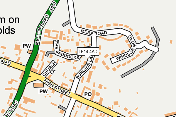 LE14 4AD map - OS OpenMap – Local (Ordnance Survey)