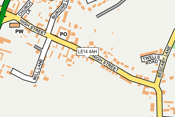 LE14 4AH map - OS OpenMap – Local (Ordnance Survey)