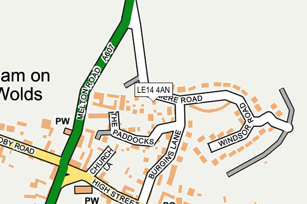 LE14 4AN map - OS OpenMap – Local (Ordnance Survey)