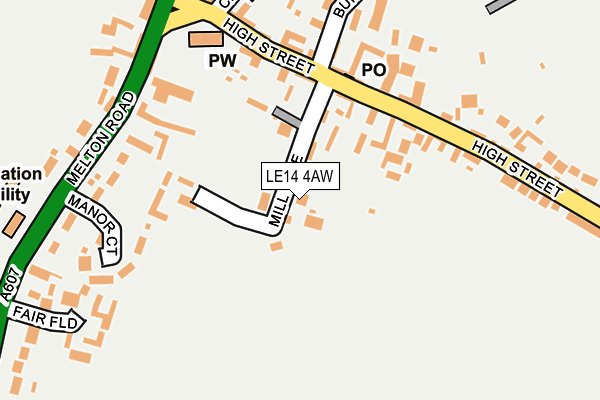 LE14 4AW map - OS OpenMap – Local (Ordnance Survey)