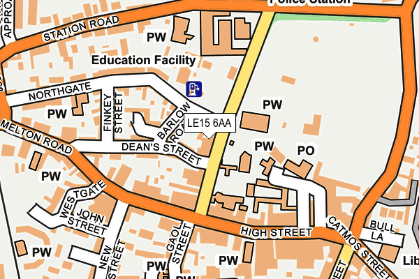 LE15 6AA map - OS OpenMap – Local (Ordnance Survey)