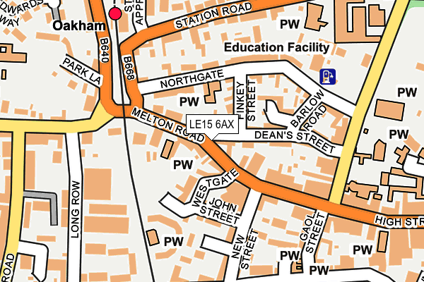 LE15 6AX map - OS OpenMap – Local (Ordnance Survey)