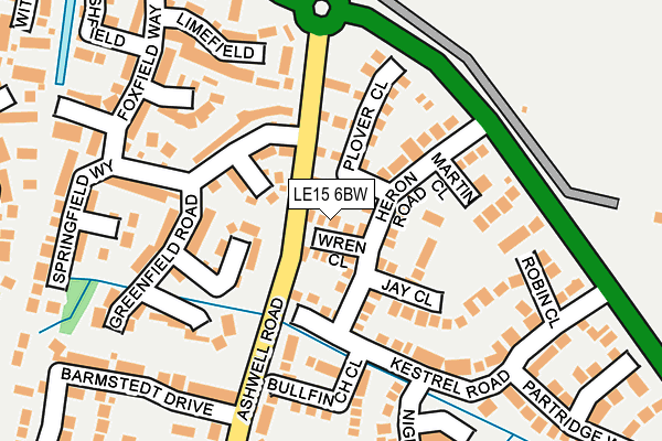 LE15 6BW map - OS OpenMap – Local (Ordnance Survey)