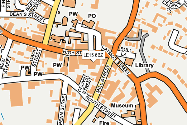 LE15 6BZ map - OS OpenMap – Local (Ordnance Survey)