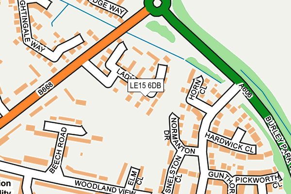 LE15 6DB map - OS OpenMap – Local (Ordnance Survey)