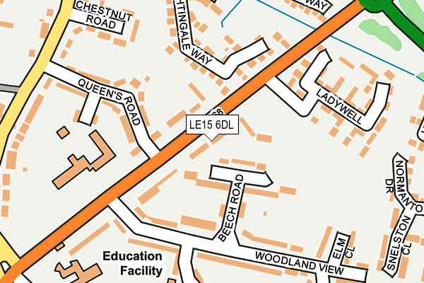 LE15 6DL map - OS OpenMap – Local (Ordnance Survey)