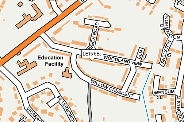 LE15 6EJ map - OS OpenMap – Local (Ordnance Survey)