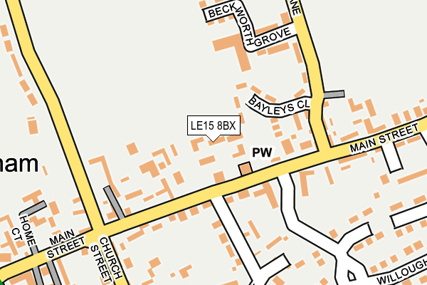 LE15 8BX map - OS OpenMap – Local (Ordnance Survey)