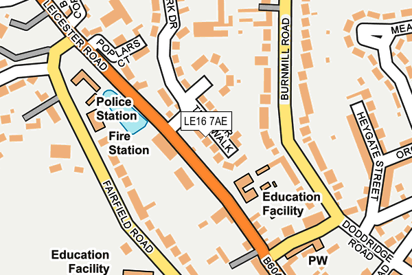 LE16 7AE map - OS OpenMap – Local (Ordnance Survey)