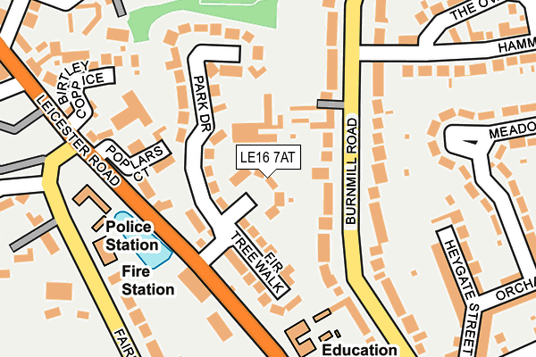 LE16 7AT map - OS OpenMap – Local (Ordnance Survey)
