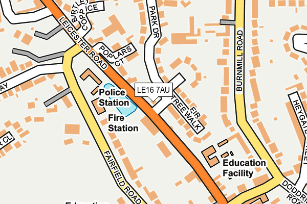 LE16 7AU map - OS OpenMap – Local (Ordnance Survey)