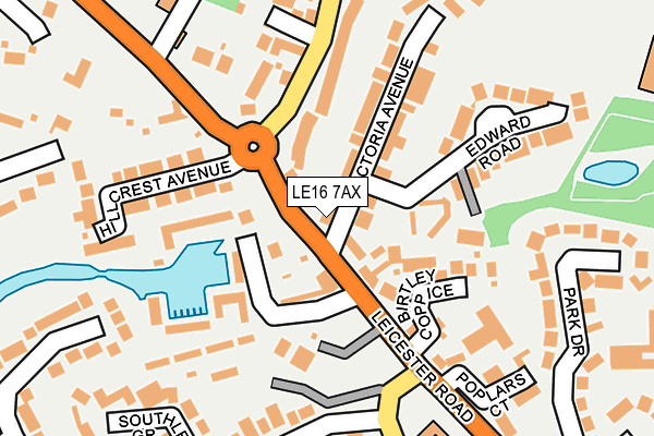 LE16 7AX map - OS OpenMap – Local (Ordnance Survey)