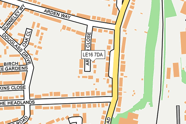 LE16 7DA map - OS OpenMap – Local (Ordnance Survey)