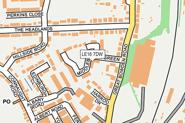 LE16 7DW map - OS OpenMap – Local (Ordnance Survey)
