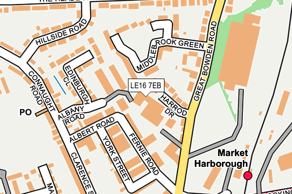 LE16 7EB map - OS OpenMap – Local (Ordnance Survey)