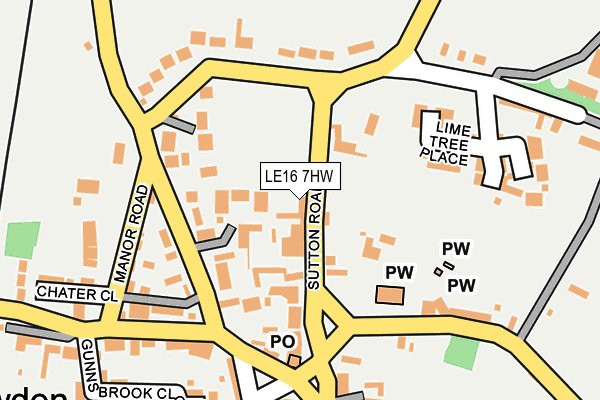 LE16 7HW map - OS OpenMap – Local (Ordnance Survey)